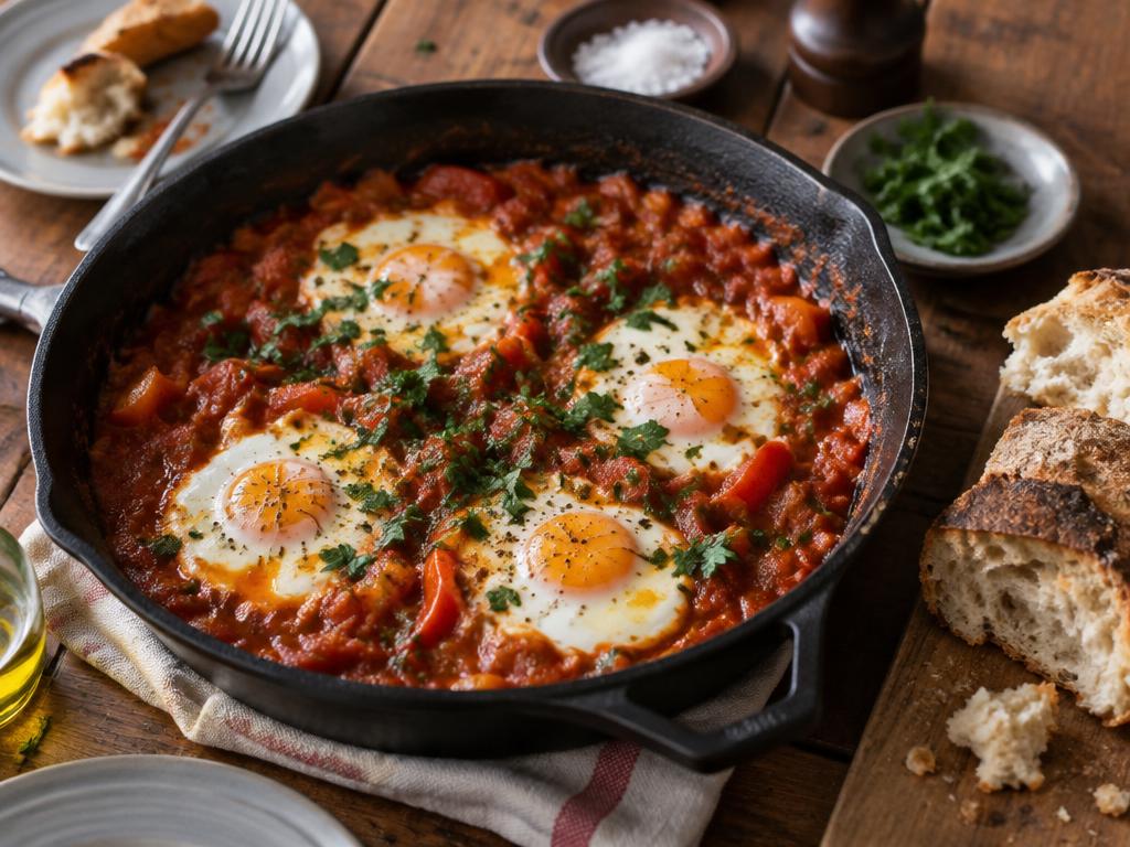 Shakshuka with crusty bread